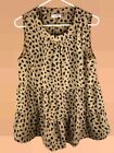 Andree by Unit Womens Tiered Ruffle Sleeveless Leopard Print Babydoll Top Size M