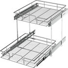 2 Tier Kitchen Cabinet Pull Out Shelf and Drawer Organizer Slide Out Gray/Silver