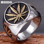 MENDEL Cool Fashion Mens Gold Plated Leaf Ring Stainless Steel For Men Size 7-15