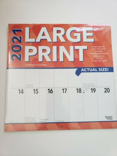 Large Print 2021 16-Month Wall Calendar Size 12