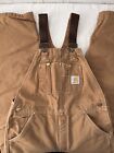VTG R02 Carhartt Canvas Insulated Bib Overalls Double Knee USA UNION MADE 34x30