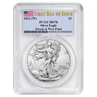 2022 (W) $1 American Silver Eagle PCGS MS70 FDOI Flag Label