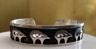 Vintage Hopi Loren Qumawunu Sterling Silver Bear Cut Out Arrow Cuff Bracelet 7”