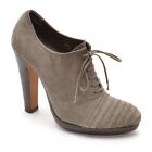 Womens Rocco P. Lace Up Bootie Pumps 38.5 / 8.5 Taupe Suede High Heels Shoes