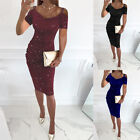 Women Sexy Sequin Glitter Hip Midi Dress Party Slim Fit Bodycon Gowns Cocktail