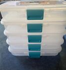 Sterilite 7 Pack Clear Plastic Storage Box Exterior Measures 8.5 x 5 5/8 x 1.5