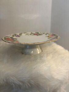 Pedestal Cake Plate Stand Raised Ceramic 10 3/8 diameter Andrea by Sadek Vintage