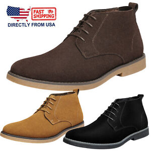 US Men's Chukka Boots Suede Leather Lace Up Ankle Oxford Dress Boots