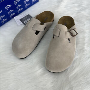 New Birkenstock Boston Taupe Suede Soft Leather Footbed Narrow /Select Size