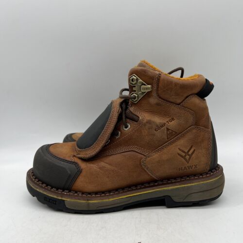 Hawx External Metguard Mens Brown Leather Composite Toe Work Boots Size 9D