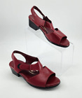 SAS Women's Suntimer Ankle Strap Slingback Comfort Sandals Red Leather Size 6M