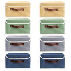 8Pc Collapsible Storage Box With Lid Linen Fabric Foldable Bins Organizer Basket