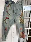 Magnolia Pearl Collector Bird And Flower Appliqué Miner Jeans
