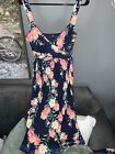 ELIE TAHARI size M womens navy w/ floral dress 100% silk