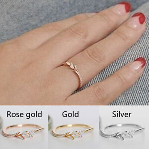 Women Flower Leaf Pattern Ring Size 4-12 Rhinestone Alloy Wedding Jewelry Gifts