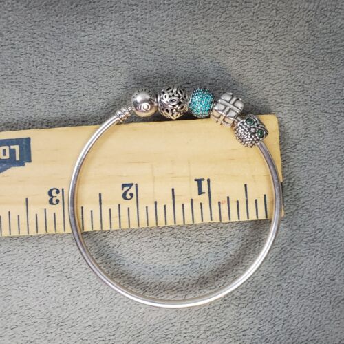 Authentic Pandora Bracelet & 4 Charms Womens Silver & Blue Owl Butterfly Present