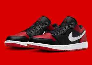 Nike Air Jordan 1 Low Shoes Bred Toe Black Red White 553558-066 Men's NEW
