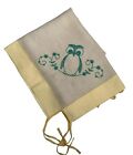 Vntg Embroidered Linen Card Table Cloth Cover OWL Bunco Bridge Games Party