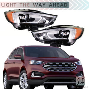 For 2019-2021 Ford Edge Headlight Full LED w/ DRL Black Housing Right&Left Side