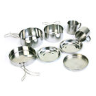 8 in 1 Stainless Steel Camping Cookware Cooking Picnic Bowl Pot Pan Set Outdoor