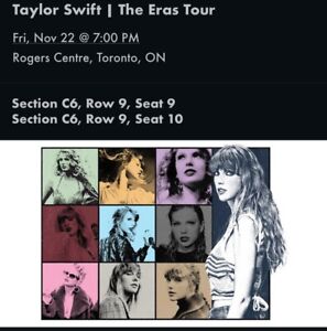 2 FLOOR Tickets Taylor Swift - THE ERAS TOUR 11/22/24 Rogers Centre Toronto, ON