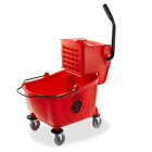 Commercial Mop Bucket & Side Press Wringer - 26 Quart Red