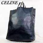 CELINE Horizontal Cabas Tote Bag Hand Bag Phoebe Philo DarkNavy Leather Dust bag