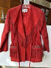 Red Leather Jacket With Fringe Western Wear NWT Size 6