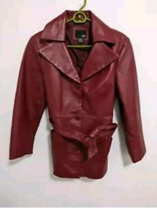 East5th Red geniune leather women's button-up Blazer Coat Size XL Jacket Vintage