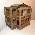 Large antique 19th century handmade wood Folk Tramp art birdhouse bird cage rare