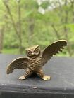 Vintage Minature Brass Owl With Open Wings Figurine 2”Tall MCM India