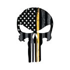 Thin Gold Line Punisher Skull Car Decal. 911 Dispatcher Sticker.  Perfect Gift!