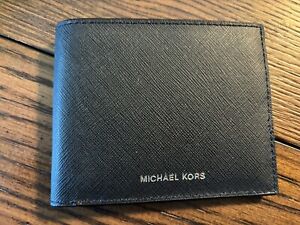 Michael Kors Andy Black Men's Slim Billfold Wallet 86F2SANF5V Crossgrain Leather