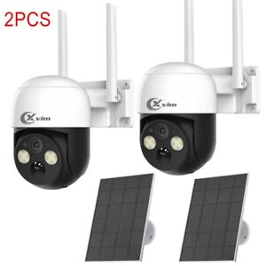 2Packs Wireless Outdoor Security Camera 4MP WiFi Solar Camera Color Night Vision