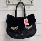 Betsey Johnson Black Faux Fur Kitty Cat Tote Bag