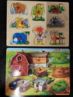 Lot of 2 Melissa & Doug Farm Hide & Seek and Unbranded Animal Wooden Peg Puzzles