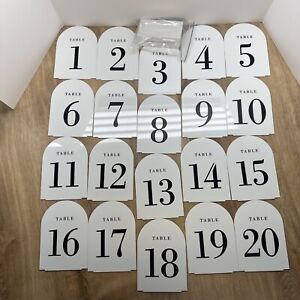 Large Table Numbers With Stands White And Black 1-20 Event Parties