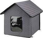 1-Story Insulated Waterproof Material Small Indoor-Outdoor Cat House, Gray