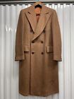 Vintage Paul Stuart Double Breasted Polo Overcoat Wool Tweed Burnt Orange 42L