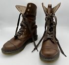 Dr. Martens Aimilita Brown Leather Boots Womens 9 Combat Foldover 