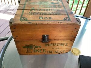 RARE VINTAGE Pikes Whetstone Vintage Wood Advertising Box / Shipping Crate