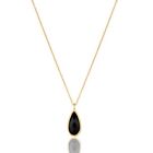 Pear Shape Pendent Necklace Yellow Gold Black Onyx Birthday Gift For Best Friend