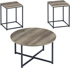 Wadeworth Urban Wood Grain 3-Piece Table Set, Includes 1 Coffee Table and 2 End
