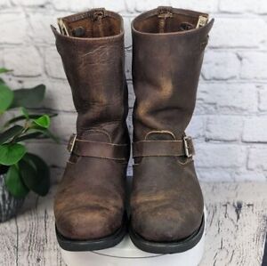 Frye Engineer 9.5M D full grain brown leather boots, USA made
