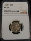 1918/7-D Buffalo Nickel Coin NGC VG10 Overdate Variety 1918-D over 7