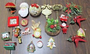 Vintage Christmas Ornament Lot Cardinals, Santas, Bird Feeders, Etc