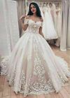 Lace Applique Wedding Dresses Off Shoulder Elegant Ball Bridal Gowns Train