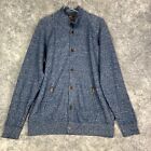 Hickey Freeman Cardigan Sweater Cashmere Linen Mens Large Blue Button Front