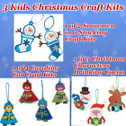 3 Kids Christmas Craft Kits Caroling Cat, Friend w/Cocoa Kit, Snowman Family Kit