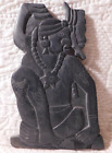 Vintage 5.5in MAYAN GOD Slate Carving relief GARCIE SISTERS Belize hand carved